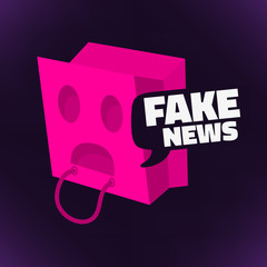 Fake News Conceptual Design Concept With Inverted Pink Paper Shopping Bag With Holes For Eyes And Mouth Over The Head Vector Media.