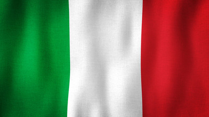 Obraz premium Italy flag waving in the wind. Closeup of realistic Italian flag with highly detailed fabric texture