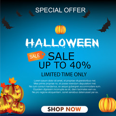 Halloween sale poster vector illustration