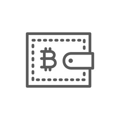 Bitcoin wallet, cryptocurrency line icon.