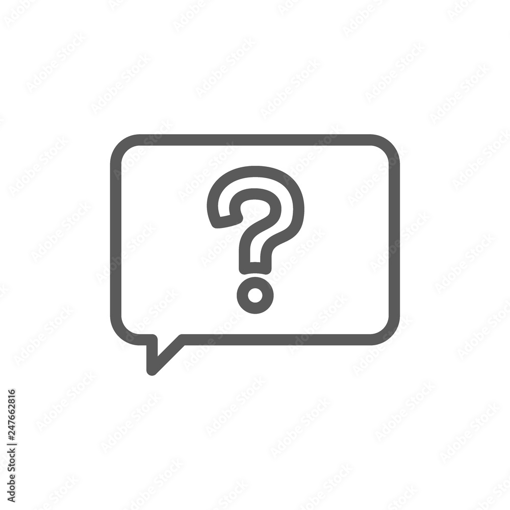 Poster message with question sign, frequently asked questions, faq line icon.