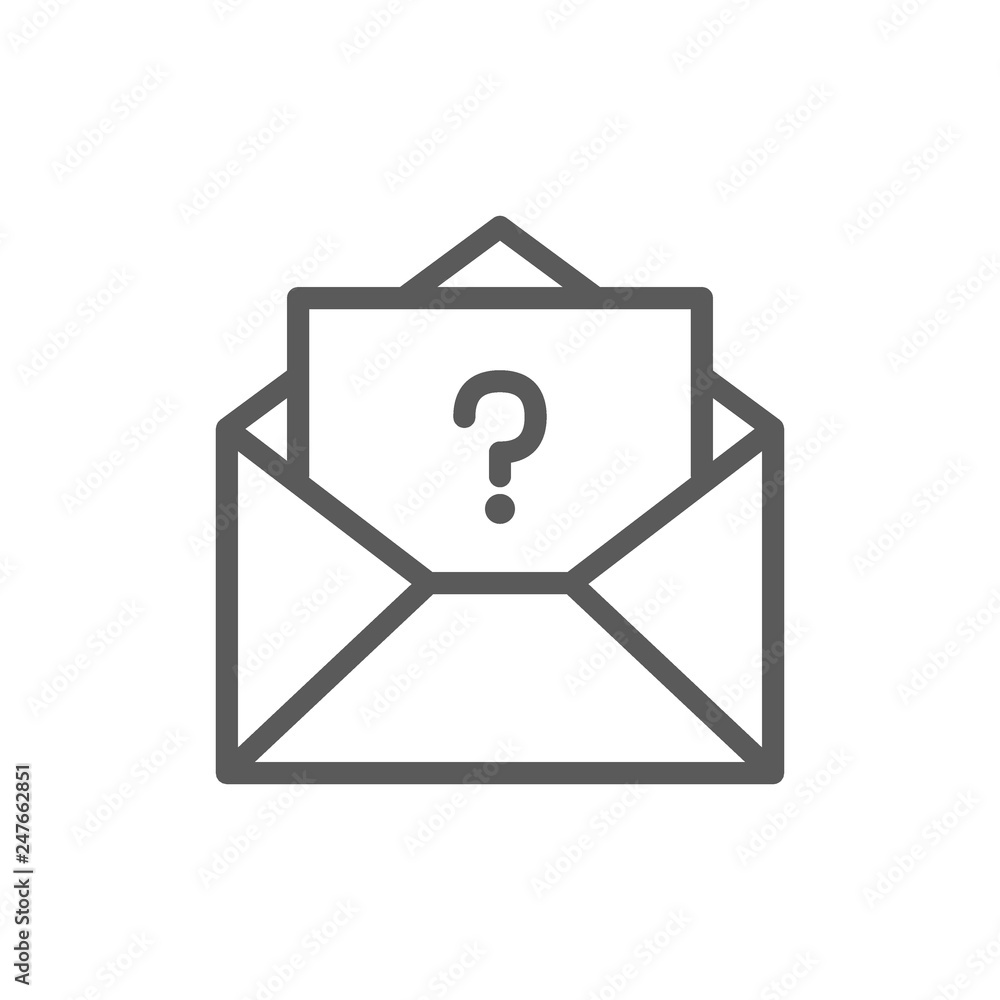 Poster letter with question sign, frequently asked questions, faq line icon.