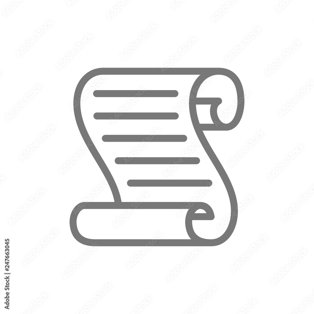 Poster document scroll line icon.