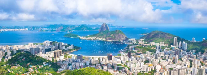 Fotobehang Prachtig stadsgezicht van de stad Rio de Janeiro met de Suikerbroodberg en de baai van Guanabara - Rio de Janeiro, Brazilië © Nido Huebl