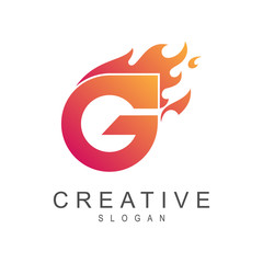 letter g with fire logo template