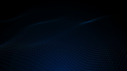 Image of the loose wave consisting of points. Abstract futuristic background. Blue design for background. Big data. 3D rendering.