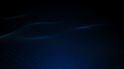 Image of the loose wave consisting of points. Abstract futuristic background. Blue design for background. Big data. 3D rendering.