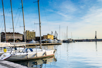 Looking on port of Rijeka from shore.
