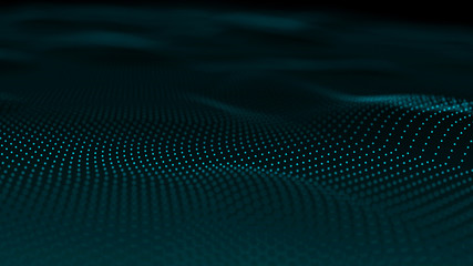 Obraz premium Image of the loose wave consisting of points. Abstract futuristic background. Blue design for background. Big data. 3D rendering.