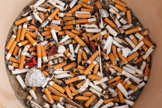 Many Cigarette Butts in a Pile