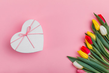 Valentine's Day background. Beautiful fresh tulips.