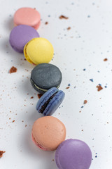 Sweet raspberries macarons isolated on white background. Clipping Path. Full depth of field.