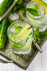 Cucumber Gin Cocktail. Selective focus.