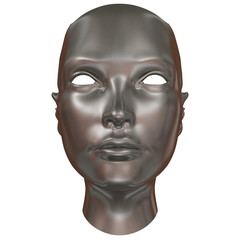 Silver Head, abstract concept isolated on white 3d rendering