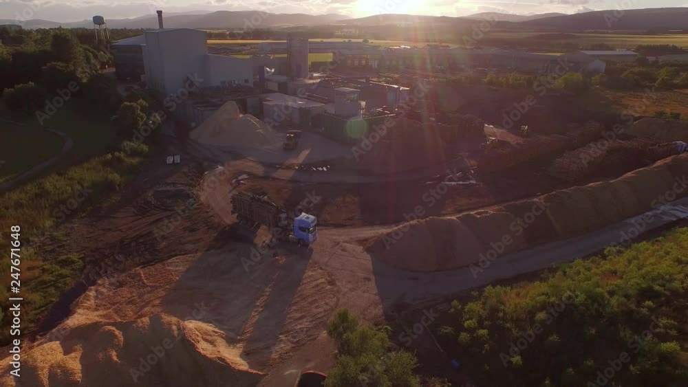Poster forestry and logging operations taking place in the highlands of scotland using large industrial mac