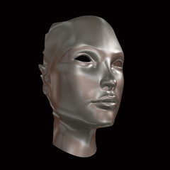 Silver Head, abstract concept isolated on black 3d rendering