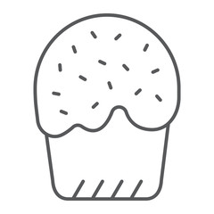 Easter cake thin line icon, easter and food, sweets sign, vector graphics, a linear pattern on a white background.