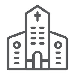 Fototapeta na wymiar Church line icon, architecture and christian, building sign, vector graphics, a linear pattern on a white background.
