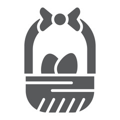 Easter basket glyph icon, easter and decoration, basket with eggs sign, vector graphics, a solid pattern on a white background.