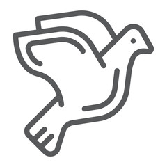 Dove line icon, animal and bird, pigeon sign, vector graphics, a linear pattern on a white background.