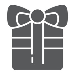 Gift glyph icon, celebration and package, present sign, vector graphics, a solid pattern on a white background.