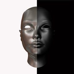 Black and  Silver head 3d rendering