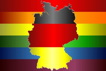 Grunge Germany and Gay flags - Illustration, Abstract Germany map and rainbow flag