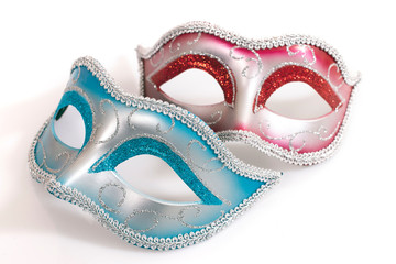 blue and red venetian masks