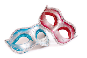 blue and red venetian masks