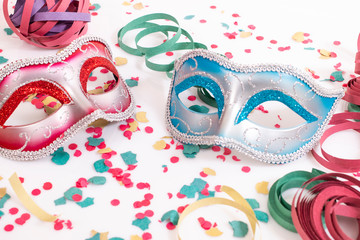 venetian masks with confetti
