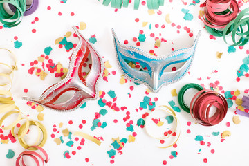 venetian masks with confetti