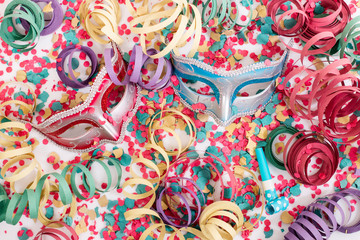 venetian masks with confetti