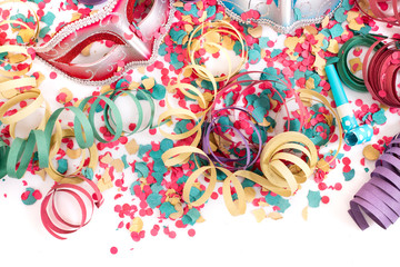 venetian masks with confetti