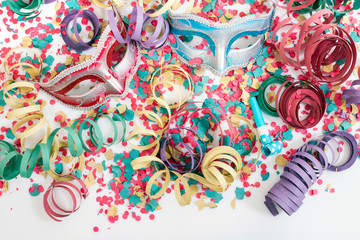 venetian masks with confetti