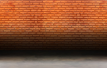 perspective white concrete floor and red brick wall background