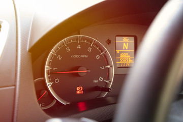warning light handbrake in car dashboard
