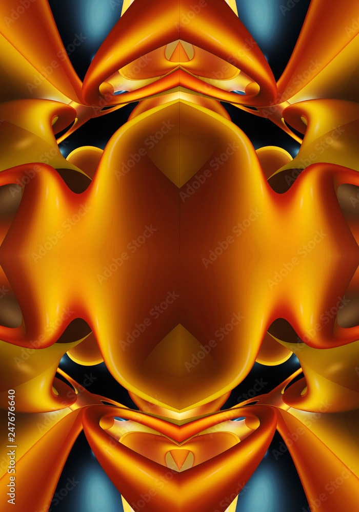 Poster abstract multicolored 3d computer generated pure smooth fiery fractal background