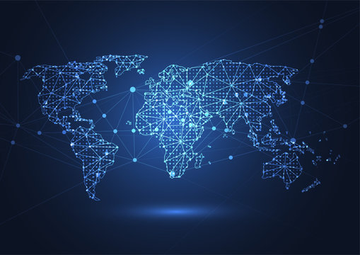 Global network connection. World map point and line composition concept of global business. Vector Illustration © royyimzy