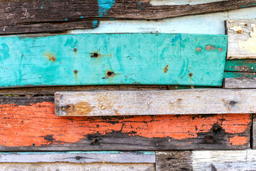 Decorative and colorful old wood wall for background.