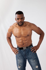 Fototapeta premium Serious Black man with his shirt off