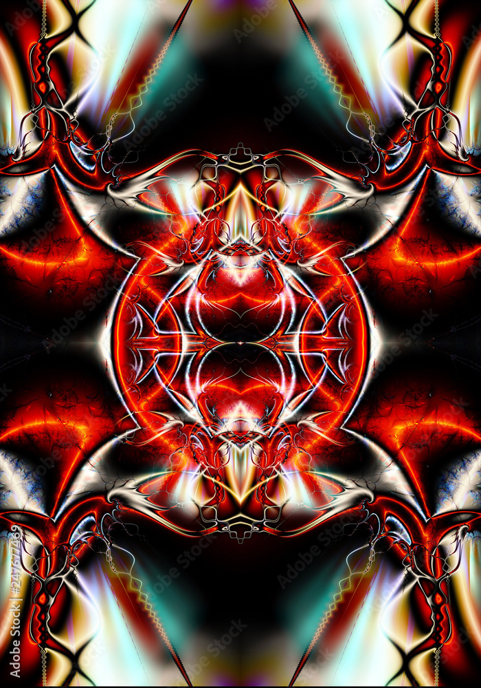 Poster 3d computer generated artistic unique futuristic abstract multicolored energetic fractal patterns ar