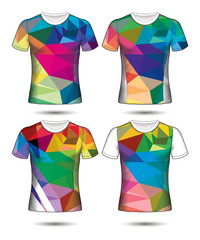  t-shirt templates abstract geometric collection of different colors polygonal mosaic