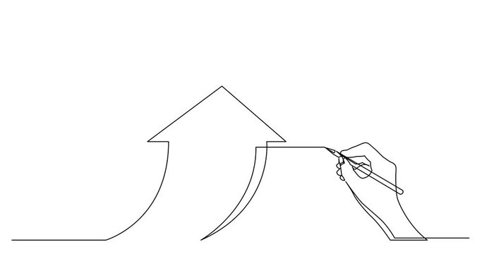 Self drawing line animation of business concept sketch of economical growth arrow