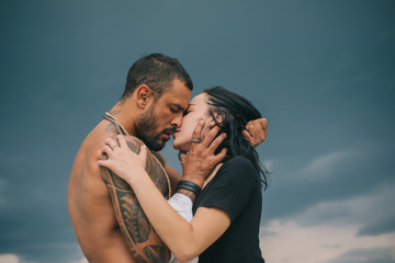 Sensual couple kiss. I Love You. Couple In Love. Romantic and love. Passion and sensual kissing.
