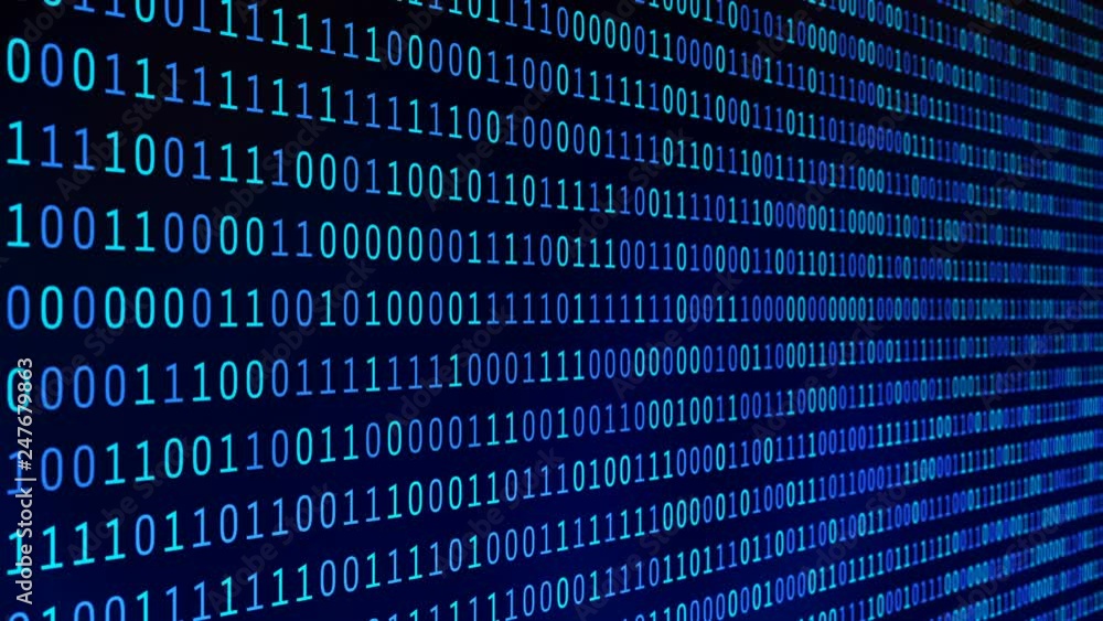 Fototapete 01 or binary numbers on the computer screen on monitor matrix background, Digital data code in hacker or safety security technology concept. Abstract illustration