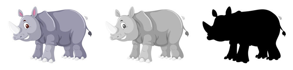 Set of rhinoceros character