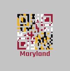 QR code set the color of Maryland flag. The states of America, Heraldic banner of George Calvert, 1st Baron Baltimore. - obrazy, fototapety, plakaty