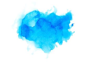 brush splash blue watercolor on paper.