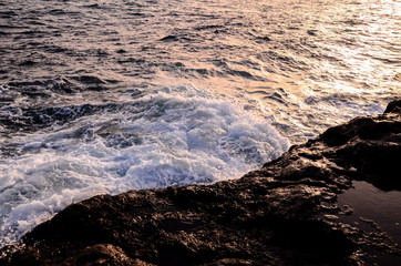 Strong Waves Crashing on the Volcanic Coast