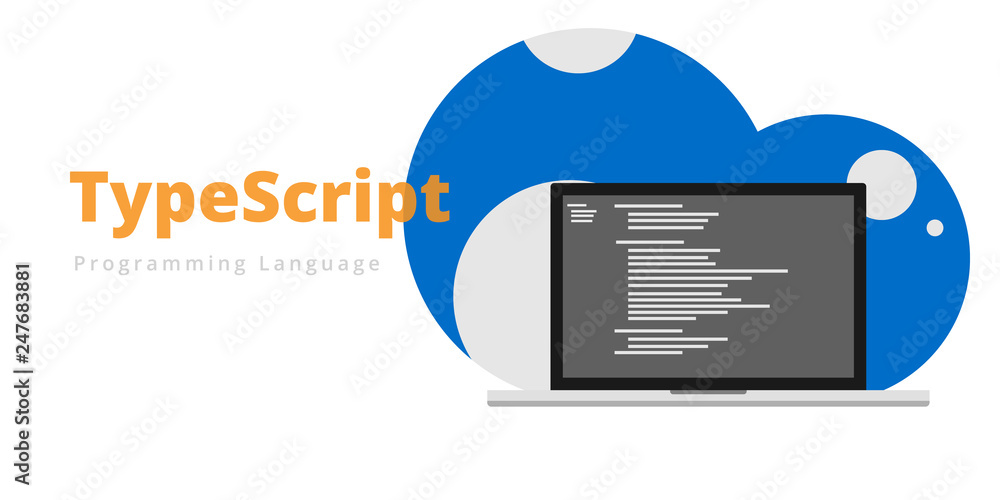 Fototapete learn to code typescript programming language with script code on laptop screen, programming languag